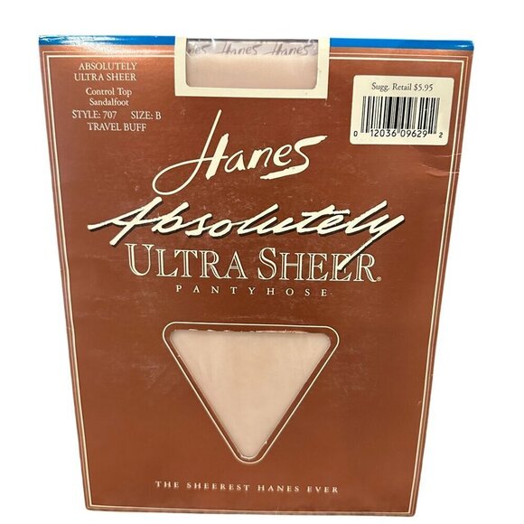 Hanes Absolutely Ultra Sheer Pantyhose Sandalfoot Style 707 Size B Travel Buff - Picture 1 of 6
